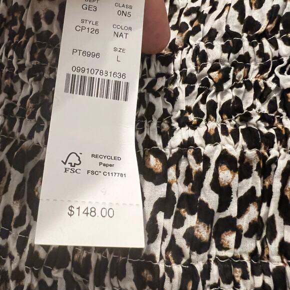 J. Crew Women's Smocked Maxi Dress In Leopard Print For Natural Size Large NWT - Picture 11 of 12